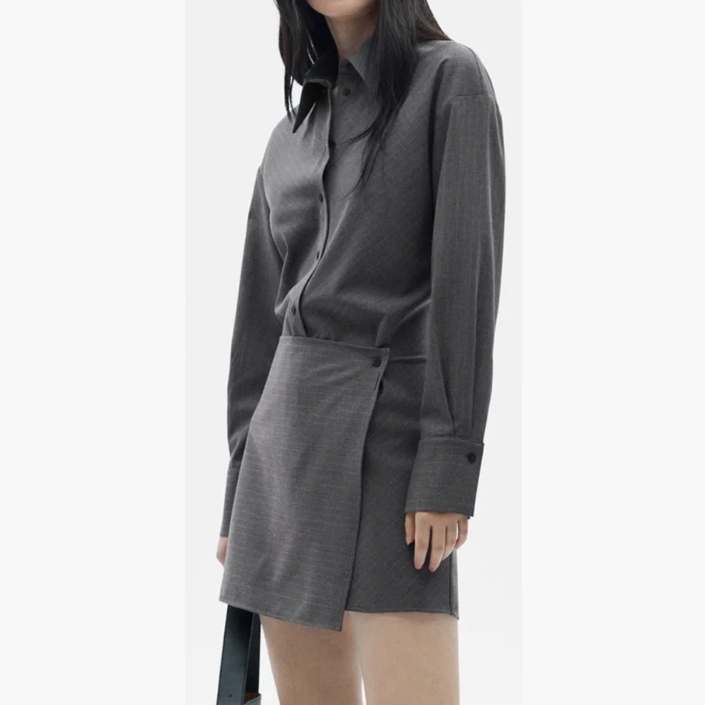 MANGO Pinstripe Wrap Shirtdress - Picture 9 of 14